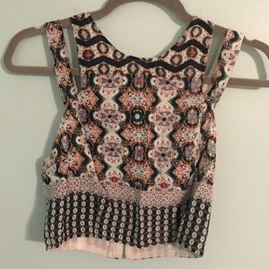 Kendall & Kylie Patterned Embellished Cropped Top